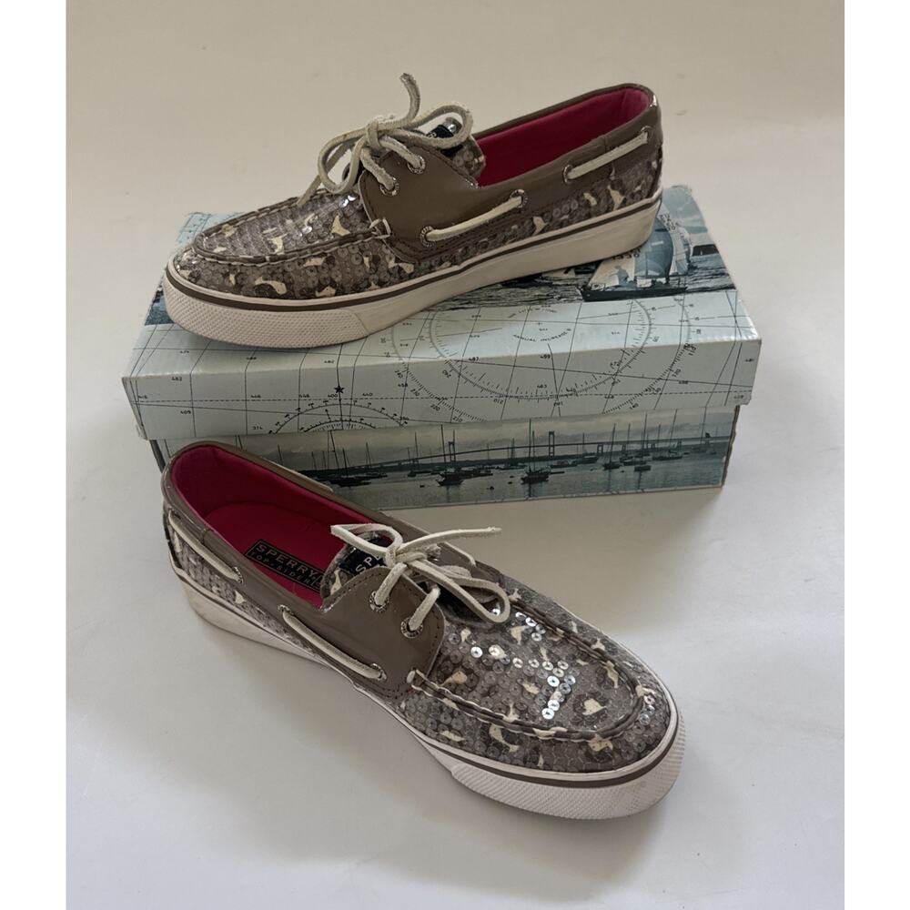 Sperry Top-Sliders Leopard Cheetah Print Slip On Boat Shoes Size 8.5